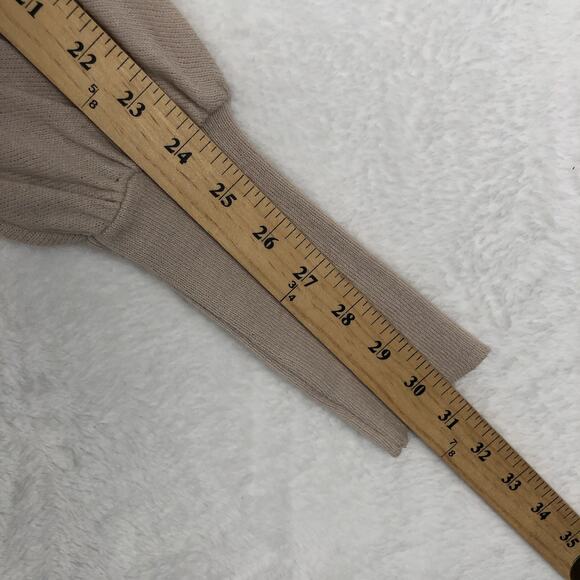 ZARA Sweater Women's Sz S Beige Wide Cuffed Raglan Scoop Comfort Morocco L/S - Picture 9 of 9